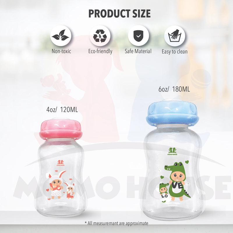 Momo House 4oz/ 6oz Breastmilk Storage Bottle Slim Neck Bottle Breast Milk Breastfeeding Bottle