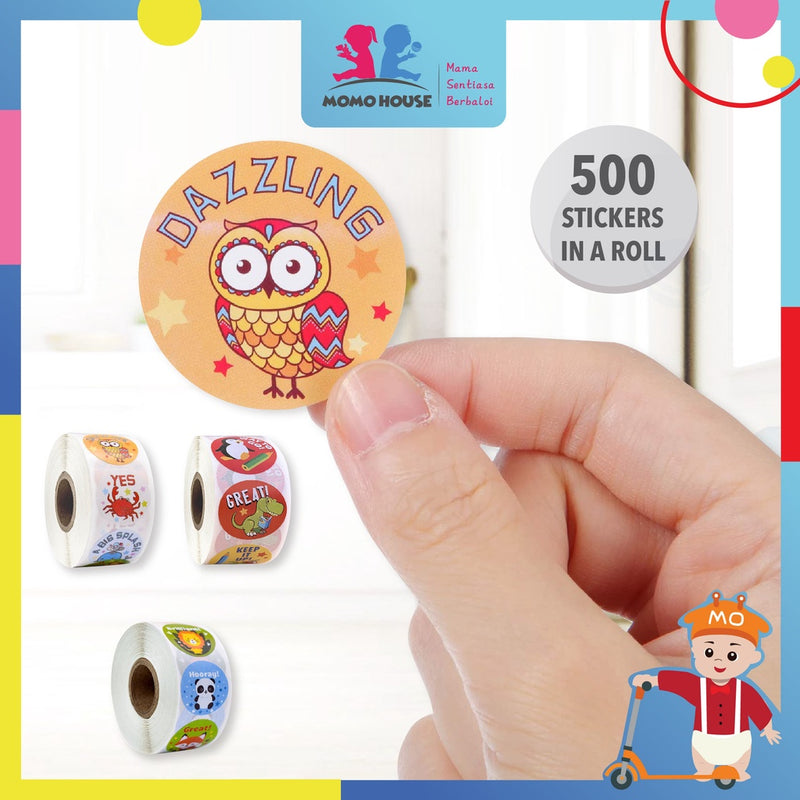 500pcs/roll Round Sticker Labels Roll Reward Stickers Encouragement Sticker For Kids Cute Sticker Murah