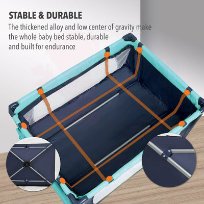 2 Level Portable Baby Playpen Travel Cot Bed With Mosquito Net and Slde Slide Door