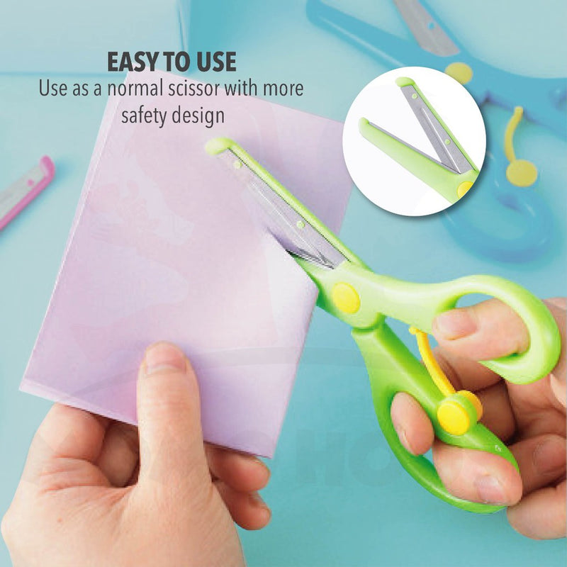 Kids Safety Plastic Scissors Paper Cut DIY Photo Album Lace Art Plastic Scissors Preschool Training Scissors