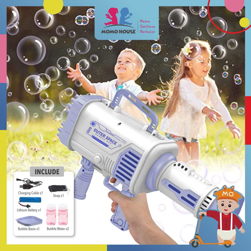 Rocket Launcher Bubble Gun 60 Hole Soap Water Bubble Gun Gatling Bubble Gun Buih Mainan