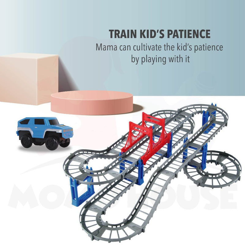 Kids Assembly 90 pieces DIY Railway Racing Car Toy Educational Puzzle Train Track Kereta Mainan Kereta Api