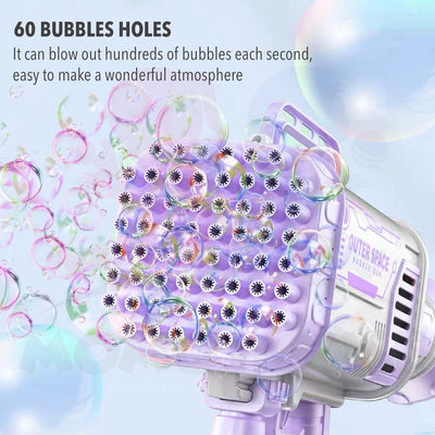 Rocket Launcher Bubble Gun 60 Hole Soap Water Bubble Gun Gatling Bubble Gun Buih Mainan