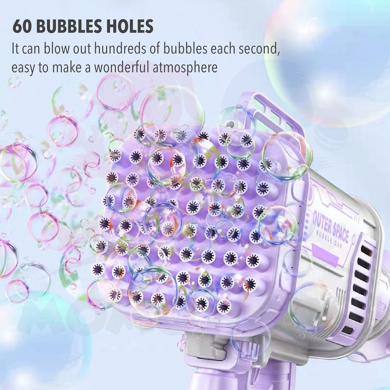 Rocket Launcher Bubble Gun 60 Hole Soap Water Bubble Gun Gatling Bubble Gun Buih Mainan