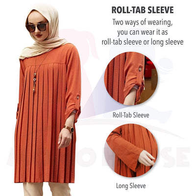 Maternity Baju Muslimah Pleated Blouse Long Sleeve Baju Mengandung Menyusu Lengan Panjang Pregnant Dress (MBM007)