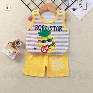 Baby Clothes Baju Budak Singlet Kanak Kanak Kids Baby Boy Singlet Set Singlet Kid Sleeveless Shirt Singlet Pant Children