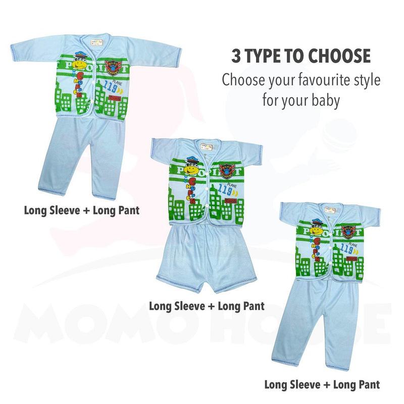 Newborn Baju Baby Infant Suit Cow Pilot Design Baju Baby (1pcs = Baju + Seluar) (Random Pick)(3836A & 3836B & 3836C)