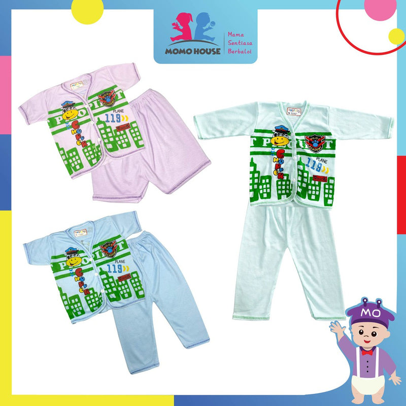 Newborn Baju Baby Infant Suit Cow Pilot Design Baju Baby (1pcs = Baju + Seluar) (Random Pick)(3836A & 3836B & 3836C)