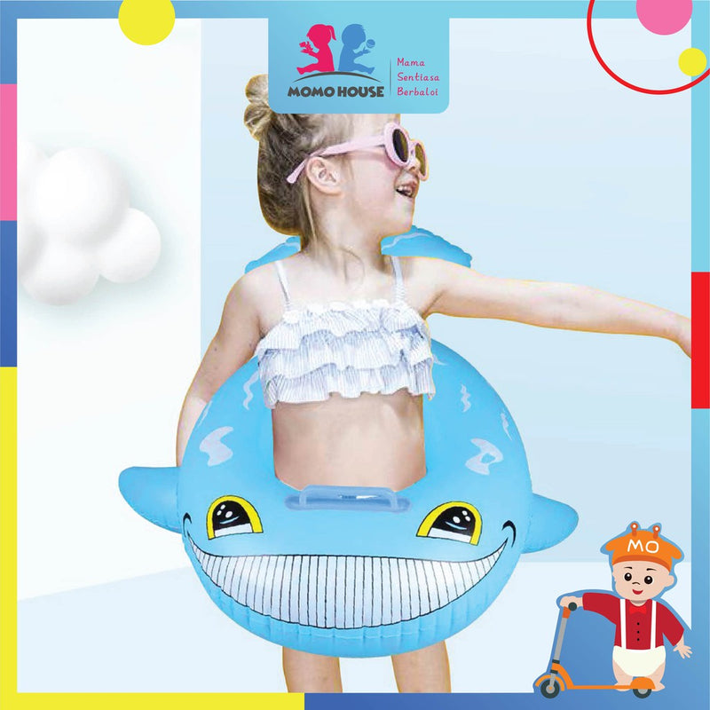 Baby Kids Inflatable Swimming Ring Toddler Float Boat Ring With Seat Pelampung Bayi - Shark Design