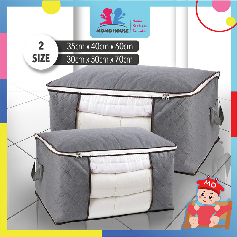 Foldable Clothes Storage Box Large Capacity Storage Bag Dustproof Non-Woven Fabric bag Kotak Besar Simpanan Baju