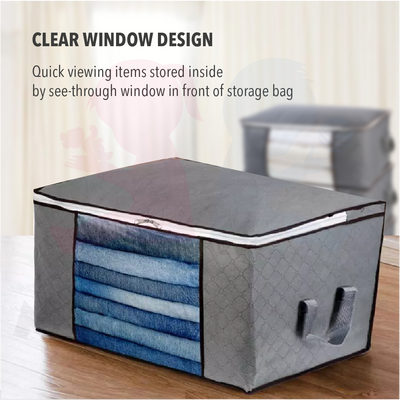 Foldable Clothes Storage Box Large Capacity Storage Bag Dustproof Non-Woven Fabric bag Kotak Besar Simpanan Baju