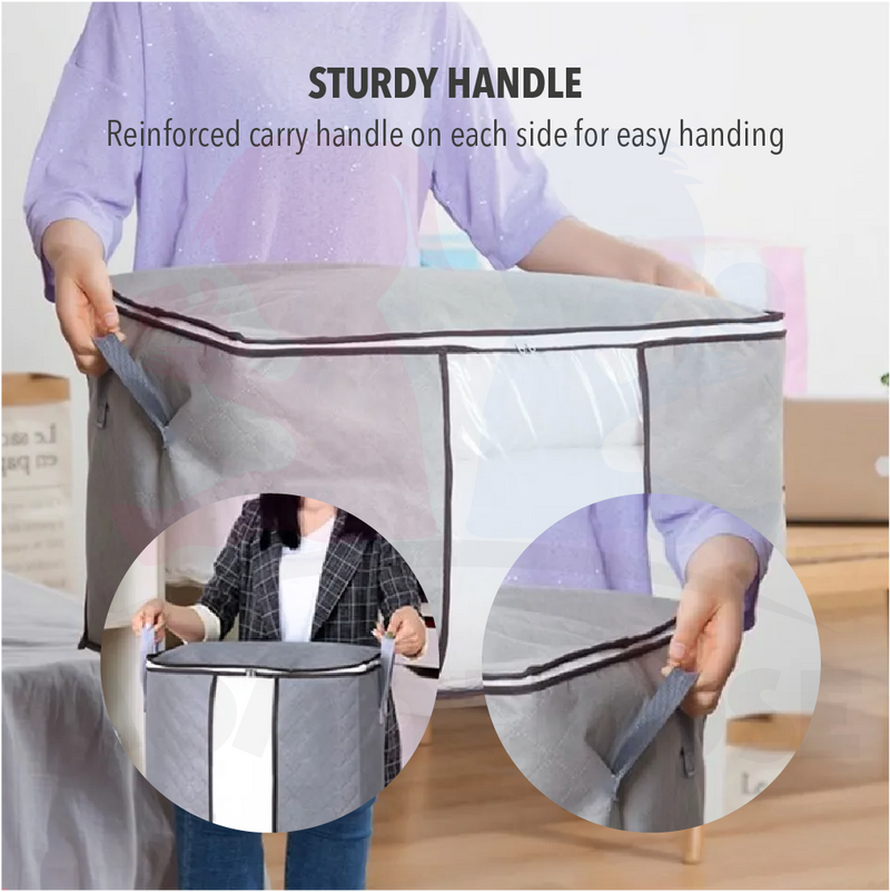 Foldable Clothes Storage Box Large Capacity Storage Bag Dustproof Non-Woven Fabric bag Kotak Besar Simpanan Baju