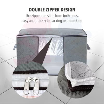 Foldable Clothes Storage Box Large Capacity Storage Bag Dustproof Non-Woven Fabric bag Kotak Besar Simpanan Baju