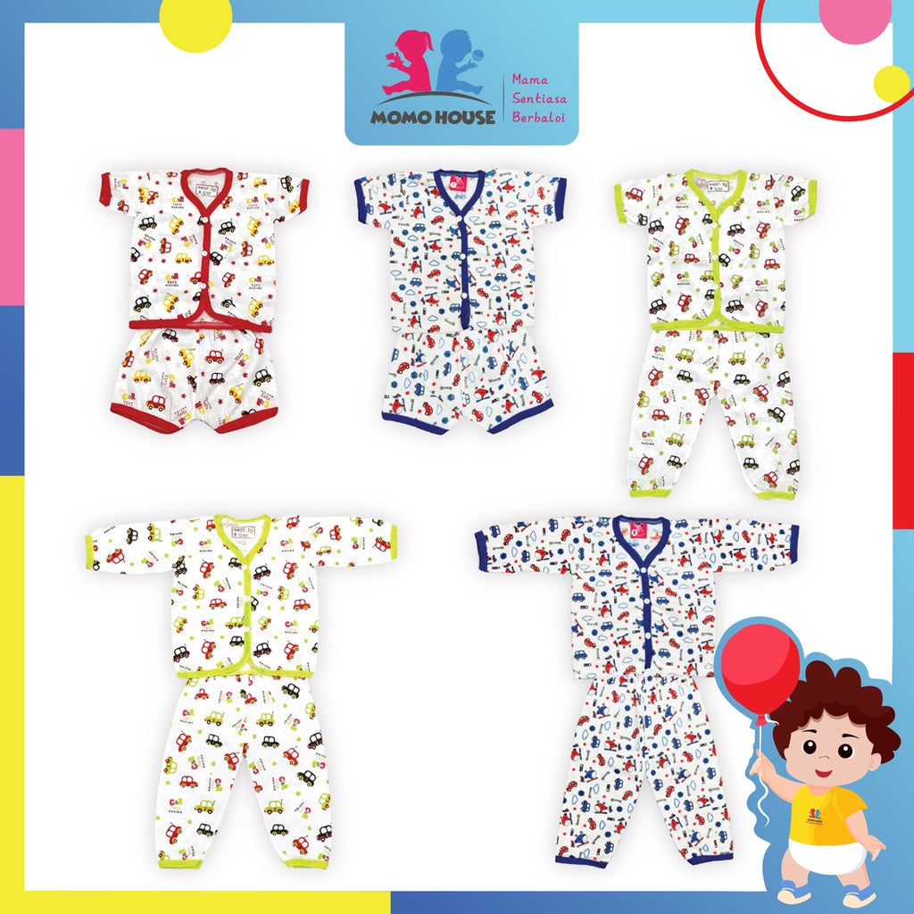 Newborn Baju Baby Infant Suit Car Design Baju Baby (1pcs = Baju + Seluar) (Random Pick)(3852 & 3853 & 3854)
