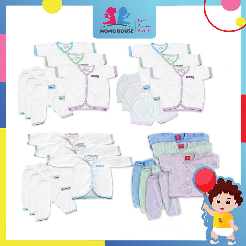 Newborn Baju Baby Infant Suit 0-3m Baju Tidur Baby (1pcs = Baju + Seluar) (Random Pick) (8304 & 8302W & 8303W & 8304C)