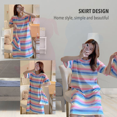 Women Dress Pyjamas 100% Cotton Short Sleeve Nightdress Sleepwear Baju Tidur Wanita Pajamas Women (WP002)