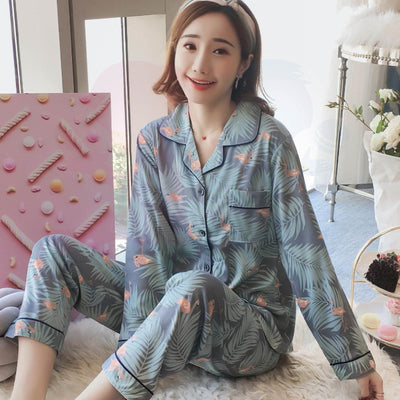 Cute Loose Women Pyjamas 100% Cotton Long Sleeve Nightwear Baju Tidur ( WP001 )